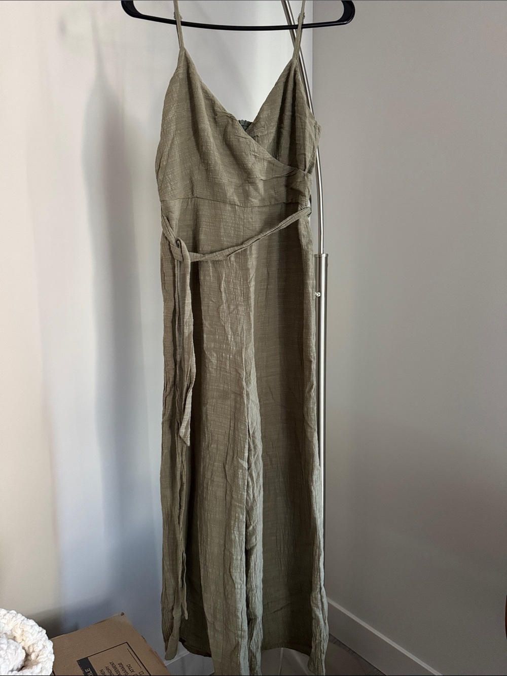 Ava Olive Color Wrap Jumpsuit